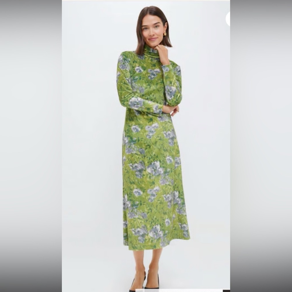 Tuckernuck Green Floral Long-Sleeve Midi Dress - Picture 2 of 7